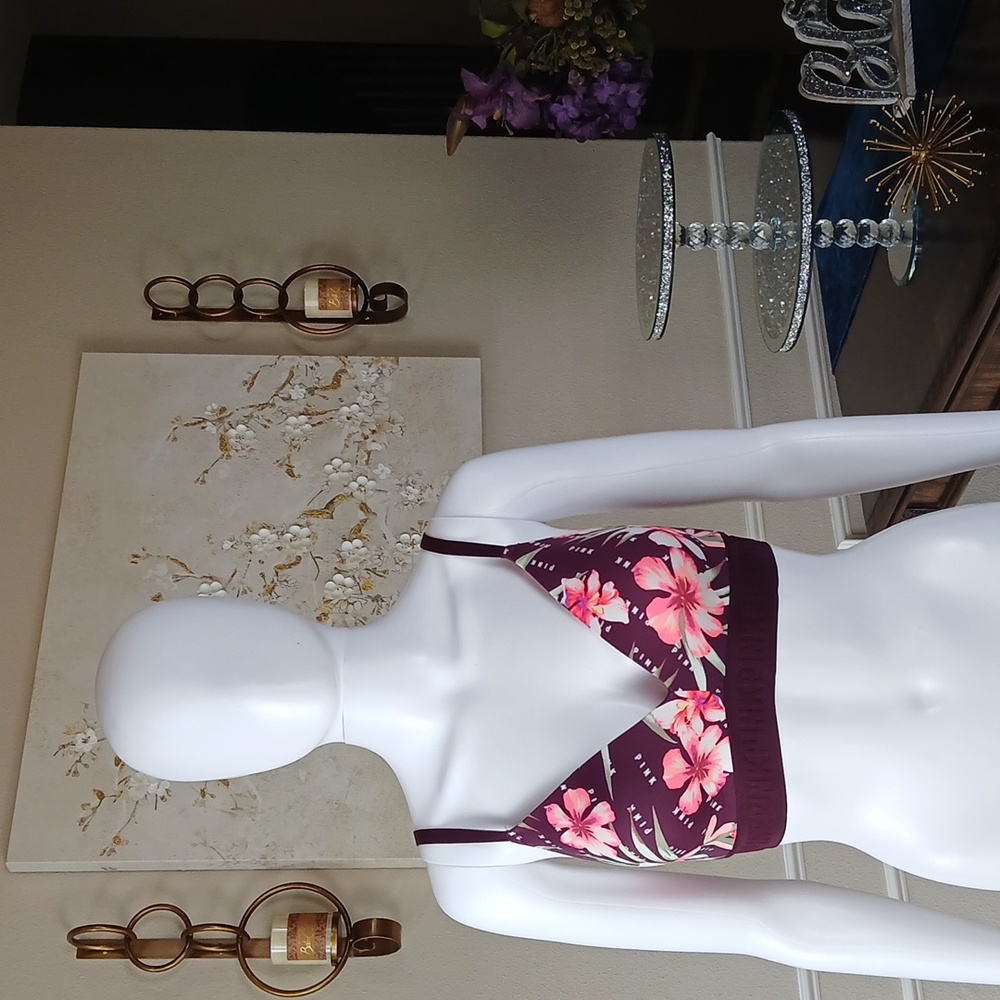 Victoria's Secret Pink Floral V-neck Wireless Bralette. Size 32DD